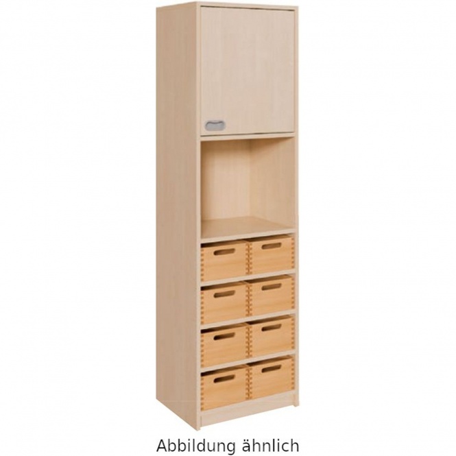 Schränke mit 8 Massivholzkästen, mit Sichtfenster, Tür rechts 
